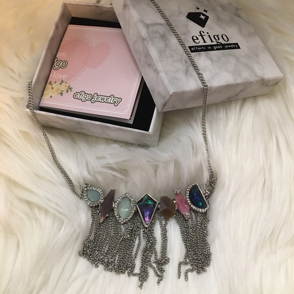 NWT!!! Efigo Colorful Statement Necklace - Picture 2 of 12
